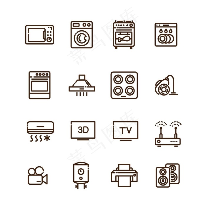 家电图标图片ai矢量模版下载