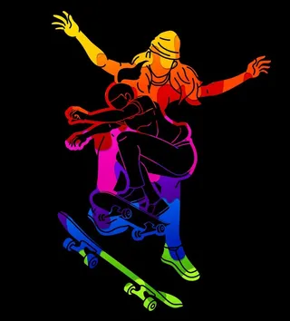 ai矢量炫酷滑板人物图片