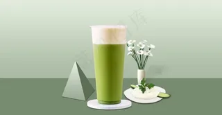 抹茶奶盖图片
