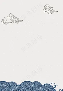 矢量中国风复古祥云海水纹理背景图片