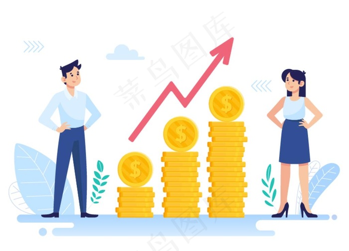 插画人物 扁平 金币图片