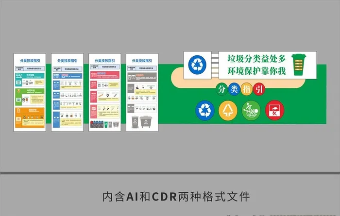 垃圾分类文化墙图片ai矢量模版下载