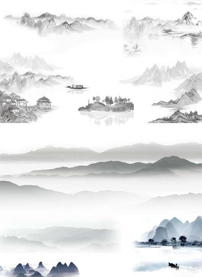 水墨山图片(2480x3508)psd模版下载