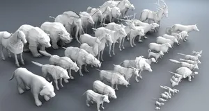 C4D模型地面体小动物卡通图片