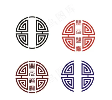 矢量谷边框窗花纹铜钱图片