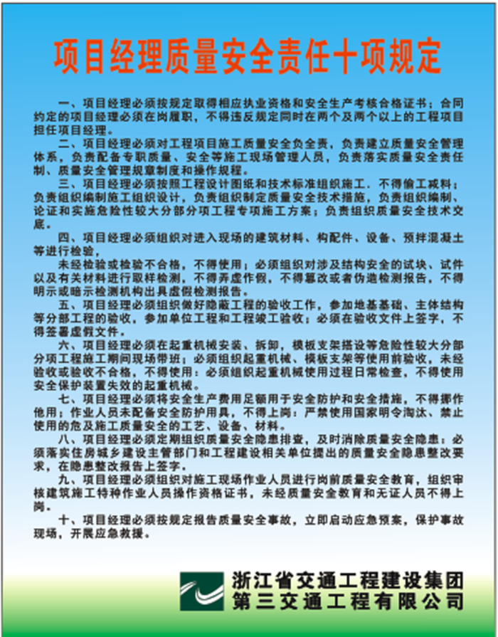 项目经理安全责任十项规定图片cdr矢量模版下载