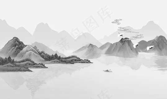 新中式水墨山水图片