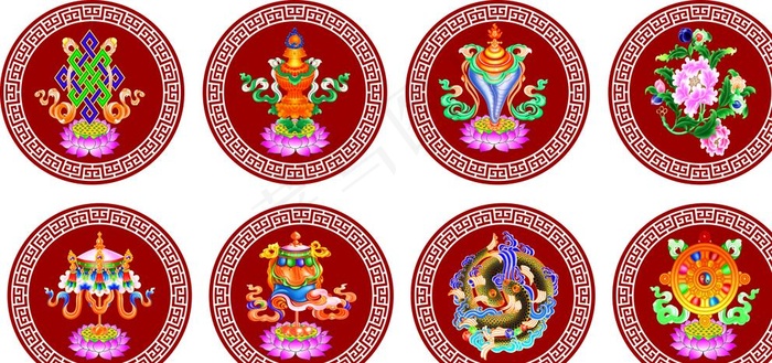藏式八宝图片cdr矢量模版下载