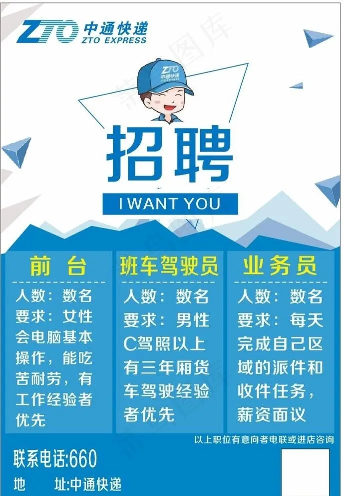 中通快递招聘图片cdr矢量模版下载