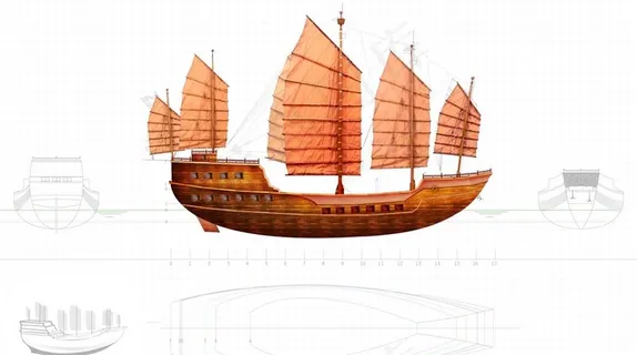 古代船只精细分层素材图片