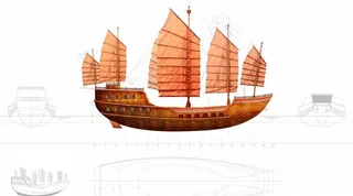 古代船只精细分层素材图片