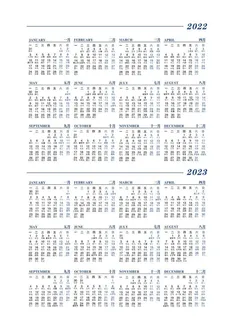 2022-2023日历图片