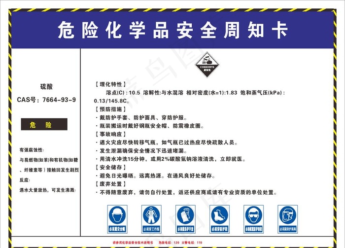 危险化学品安全周知卡  硫酸图片