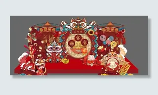 中式醒狮背景图片