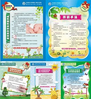 卡通可爱医院产科母乳喂养DM宣传单图片