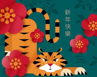 2022虎年新年快乐创意插画图片
