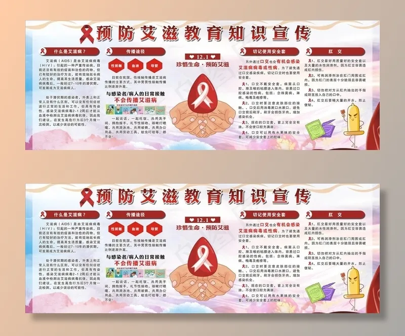艾滋病宣传栏图片(2300X1080)cdr矢量模版下载