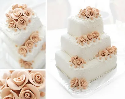 高清浪漫白色婚礼多层花卉蛋糕图图片