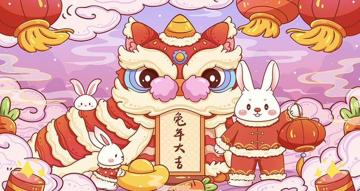 兔年插画图片(3840x2160)psd模版下载