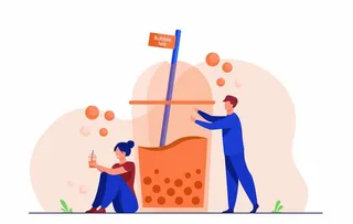 ai矢量扁平风奶茶背景图片