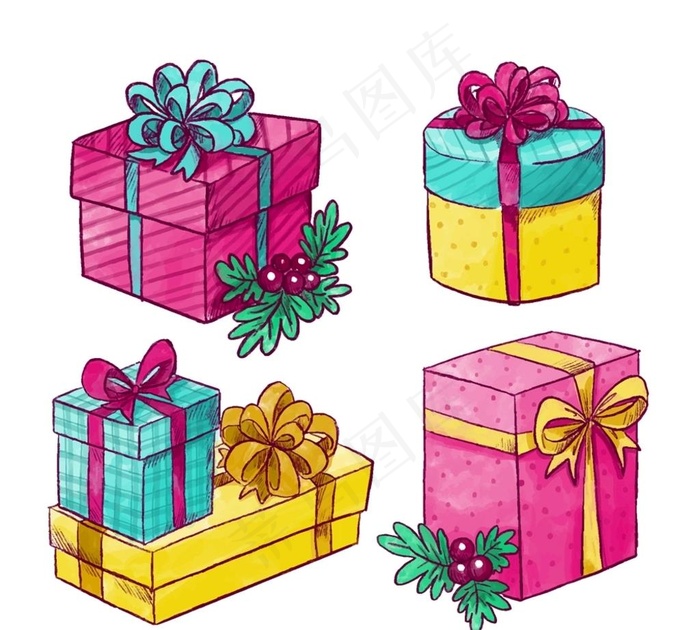 彩色节日礼盒图片