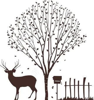 鹿 树 草地图片