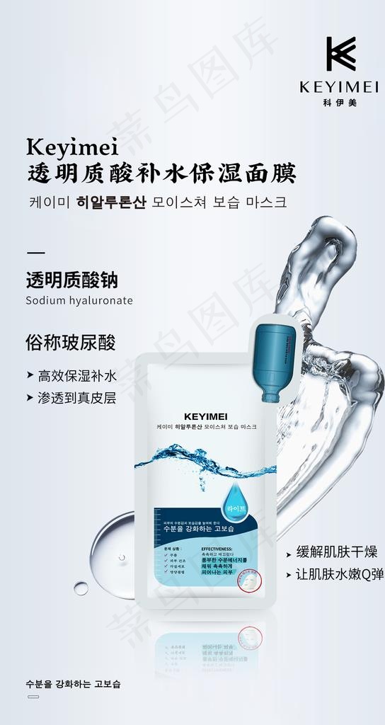 透明质酸补水保湿面膜海报图片