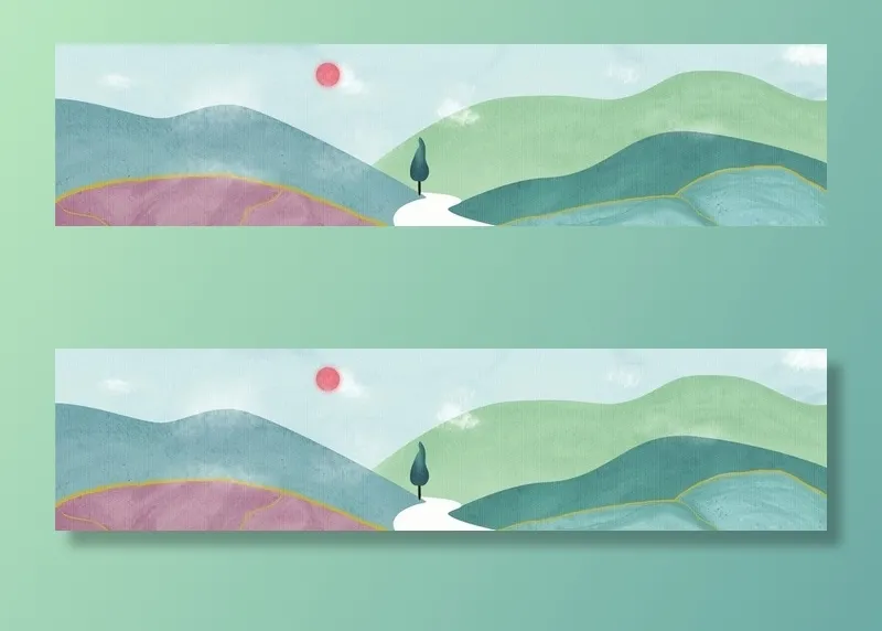 抽象山水图片(8858x2362)psd模版下载