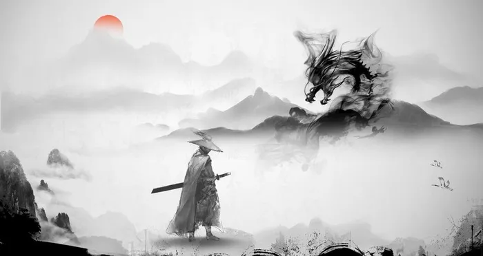 武侠水墨风KV图片(4535x2551)psd模版下载