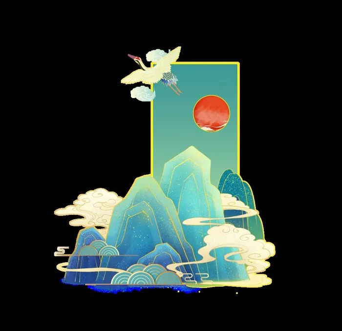 国潮风元素 图片(2000x2000)psd模版下载