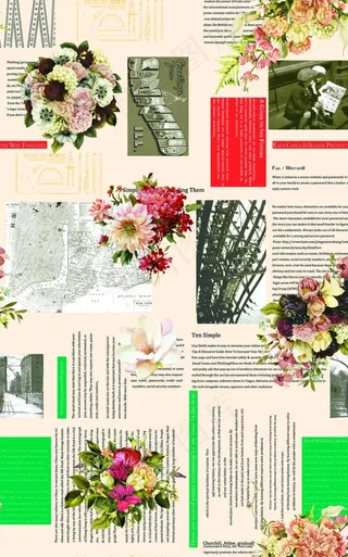 玫瑰花英文字母报纸图片