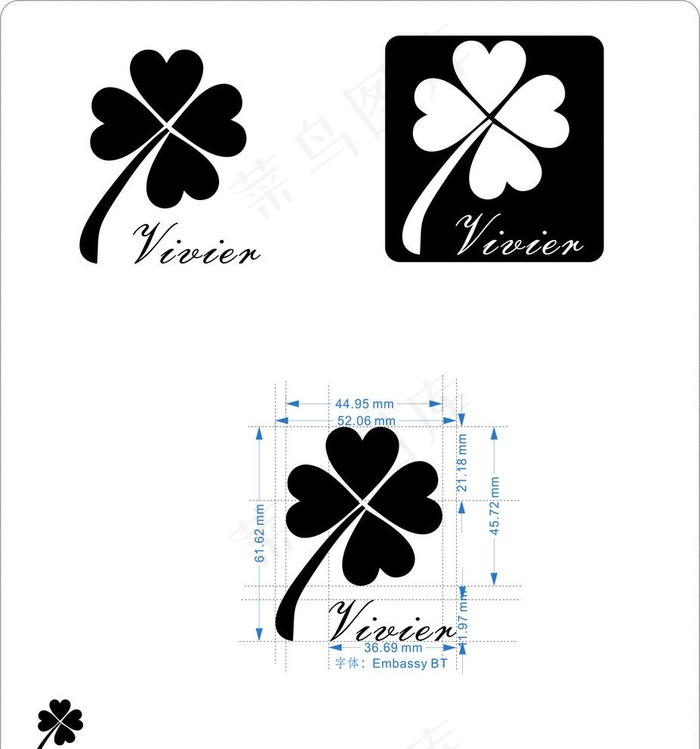 Vivier 四叶草logo图片cdr矢量模版下载