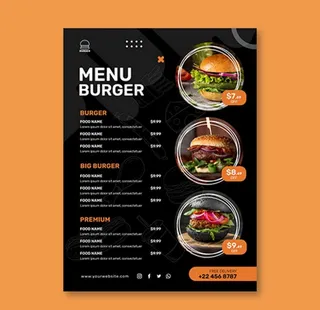 汉堡美食西餐菜单模板图片