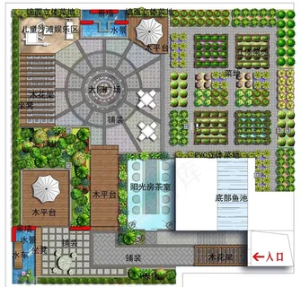 屋顶花园彩色平面图图片 屋顶花园彩色平面图图片