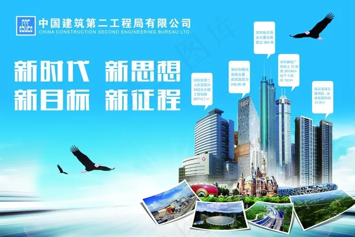 中建二局 门头展板工程范例图片psd模版下载