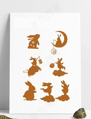 中秋兔子剪影图片