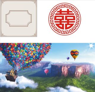 气球婚礼喜字背景海报图片