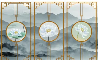 新中式荷花联套图片