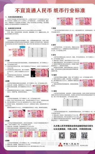 不宜流通人民币纸币行业标准图片