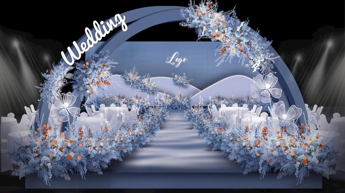 蓝色婚礼效果图图片