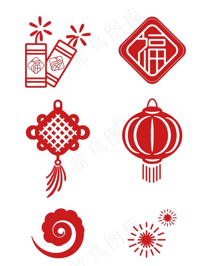 中国过年剪纸图片ai矢量模版下载
