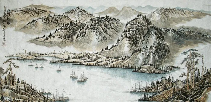 江河行舟图片