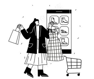 黑白插图矢量线稿ppt背景元素图片