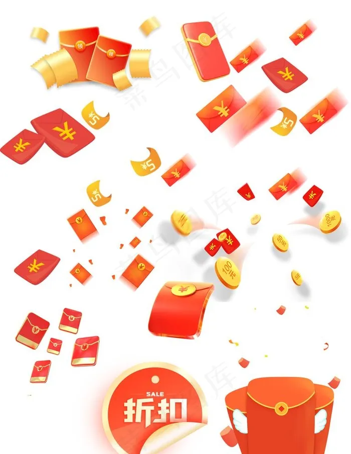 金币红包折扣图片(7087x9449)psd模版下载