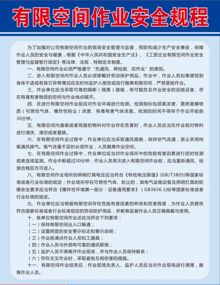 有限空间安全操作规程图片