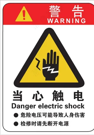 当心触电  标识牌图片