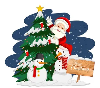 圣诞老人 雪人 圣诞树图片