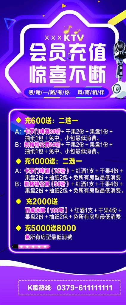 KTV充值展架图片cdr矢量模版下载