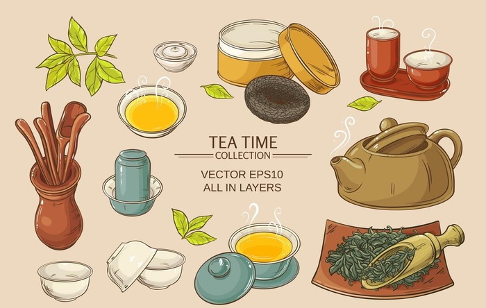 茶具插画图片eps,ai矢量模版下载