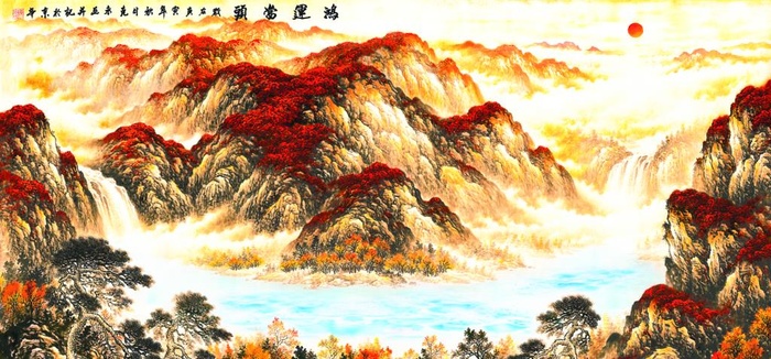 鸿运当头万山红遍装饰画图片(21393x10630)
